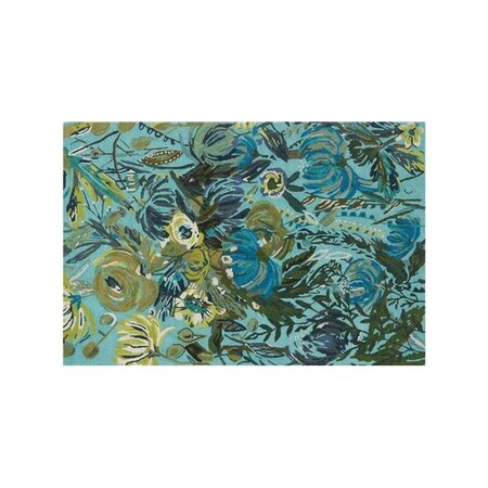 Loloi Loloi Rugs WILDWV-03AQGR3656 3 ft. to 6 in. x 5 ft. to 6 in. Wild Bloom Hooked Contemporary Rug; Aqua & Green WILDWV-03AQGR3656